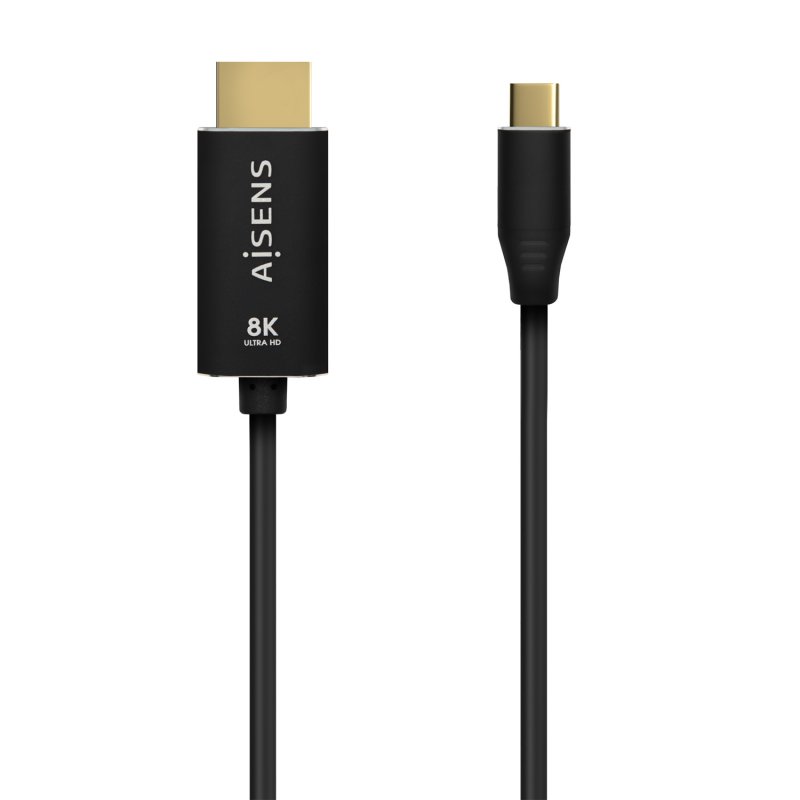 AISENS - CABLE CONVERSOR ALUMINIO USB-C A HDMI 2.1 8K@60HZ, USB-C/M-HDMI/M, NEGRO, 2.0M