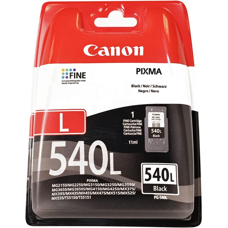 CANON Cartucho PG540L negro 11ml 300p. caja carton para MG2150 MG3550