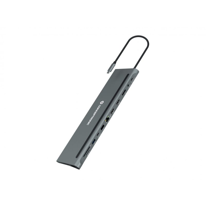 CONCEPTRONIC ADAPTADOR USB-C 12IN1 HDMIx2 DISPLAYPORT GIGABIT USB-C DATOS USB-A AUDIO LAN LECTOR TARJETAS DONN17G