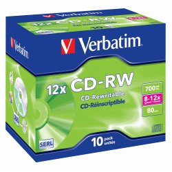 VERBATIM CD-RW 700Mb 12x (Pack 10 unidades)