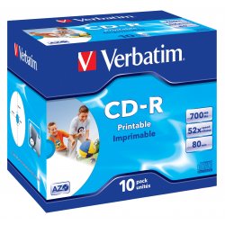 VERBATIM CD-R 700Mb 52X Imprimible (Pack 10 unidades)
