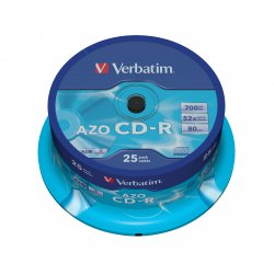 VERBATIM CD-R 700Mb 52X CrystalAzo (Tarrina 25)