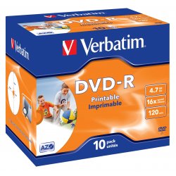 VERBATIM DVD-R 4.7Gb 16x Imprimible (Pack 10 ud)