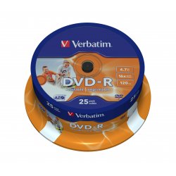 VERBATIM DVD-R 4.7GB 16x Imprimibles brillo (Tarrina 25)