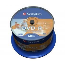 VERBATIM DVD-R 4.7Gb 16x Imprimible (Tarrina 50)