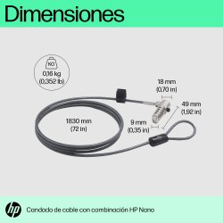 HP CANDADO DE CABLE CON COMBINACION NANO