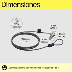 HP CANDADO DE CABLE CON COMBINACION NANO ESENCIAL