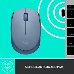 LOGITECH MOUSE RATON M171 OPTICO WIRELESS INALAMBRICO GRIS AZULADO