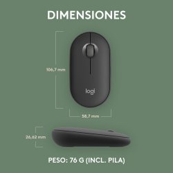 LOGITECH RATON INALAMBRICO PEBBLE MOUSE 2 M350S NEGRO.