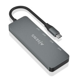 AISENS - HUB USB 3.2 GEN2 10G USB-C, USB-C/M-2xUSB-C/H-2xUSB-A/H, GRIS, 15CM