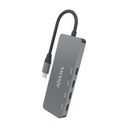 AISENS - HUB USB 3.2 GEN2 10G USB-C, USB-C/M-4xUSB-C/H, GRIS, 15CM