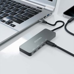 AISENS - HUB USB 3.2 GEN2 10G USB-C, USB-C/M-4xUSB-C/H, GRIS, 15CM