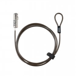 TOOQ Cable de Seguridad Tipo NANO con Combinacion para Portatiles 1.5 metros, Gris Oscuro