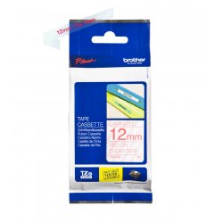 BROTHER Cinta laminada transparente/rojo 12 mm