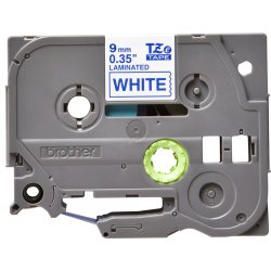 BROTHER Cinta laminada blanco/azul 9mm