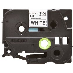 BROTHER Cinta laminada blanco/negro 36mm