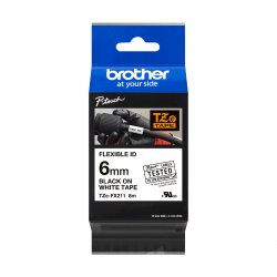BROTHER Cinta laminada Blanco / negro (Flexibles) 6mm