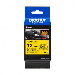 BROTHER Cinta laminada Amarillo / negro (Flexibles) 12mm
