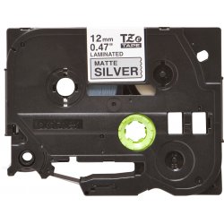 BROTHER Cinta laminada  Plata / negro (Metalica) 12mm