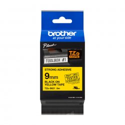 BROTHER Cinta laminada Amarillo / negro (Superadhesiva) 9mm