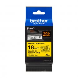 BROTHER Cinta laminada Amarillo / negro (Superadhesiva) 18mm