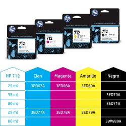 HP DesignJet T200/T600, 3 Pack Cartuchos Magenta 712