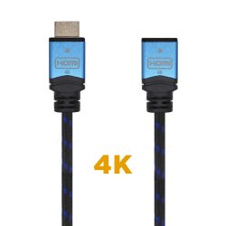 AISENS - CABLE HDMI V2.0 PROLONGADOR PREMIUM ALTA VELOCIDAD / HEC 4K@60HZ 18GBPS, A/M-A/H, NEGRO/AZU