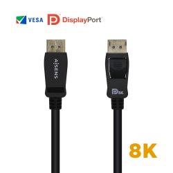 AISENS - CABLE DISPLAYPORT CERTIFICADO V1.4 8K@60HZ, DP/M-DP/M, NEGRO, 0.5M