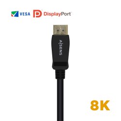 AISENS - CABLE DISPLAYPORT CERTIFICADO V1.4 8K@60HZ, DP/M-DP/M, NEGRO, 0.5M