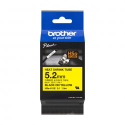 BROTHER Cinta tubo termorretractil. Texto negro sobre fondo amarillo. PTE300, PTE550W, PTP750W, PTP9