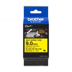 BROTHER Cinta tubo termorretractil. Texto negro sobre fondo amarillo. PTE300, PTE550W, PTP750W, PTP9