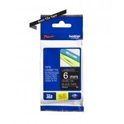 BROTHER Cinta laminada negro/ blanco 6mm