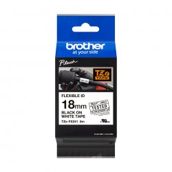 BROTHER Cinta laminada Blanco / negro (Flexibles) 18mm