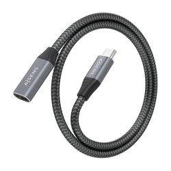 AISENS - CABLE USB 3.2 GEN2x2 ALUMINIO 20GBPS 8K@30HZ 5A 100W, TIPO USB-C/M-USB-C/H, GRIS, 0.5M