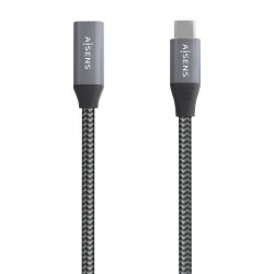 AISENS - CABLE USB 3.2 GEN2x2 ALUMINIO 20GBPS 8K@30HZ 5A 100W, TIPO USB-C/M-USB-C/H, GRIS, 0.5M