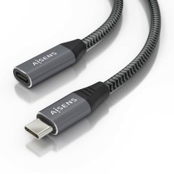 AISENS - CABLE USB 3.2 GEN2x2 ALUMINIO 20GBPS 8K@30HZ 5A 100W, TIPO USB-C/M-USB-C/H, GRIS, 1.5M