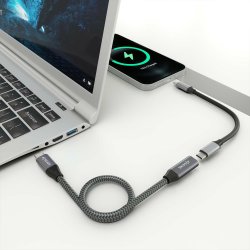 AISENS - CABLE USB 3.2 GEN2x2 ALUMINIO 20GBPS 8K@30HZ 5A 100W, TIPO USB-C/M-USB-C/H, GRIS, 1.5M