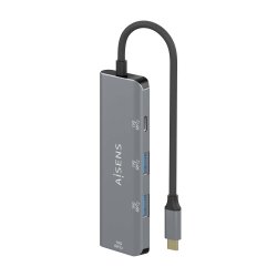 AISENS - HUB USB 3.2 GEN2 10G USB-C, USB-C/M-1xUSB-C/H-3xUSB-A/H, GRIS, 15CM
