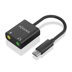 AISENS - CONVERSOR USB-C A AUDIO 48KHz, USB-C/M-2xJACK 3.5/H, NEGRO, 10CM