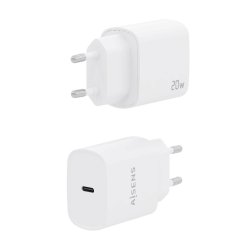 AISENS - CARGADOR USB-C PD3.0 1 PUERTO 1xUSB-C 20W, BLANCO