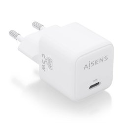 AISENS - CARGADOR GaN 25W, 1xUSB-C PD3.0 QC4.0, BLANCO