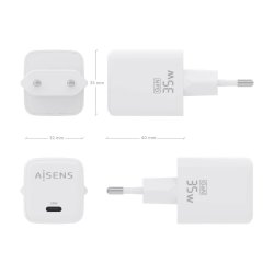 AISENS - CARGADOR GaN 35W, 1xUSB-C PD3.0 QC4.0, BLANCO