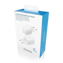 AISENS - CARGADOR GaN 35W, 1xUSB-C PD3.0 QC4.0, BLANCO